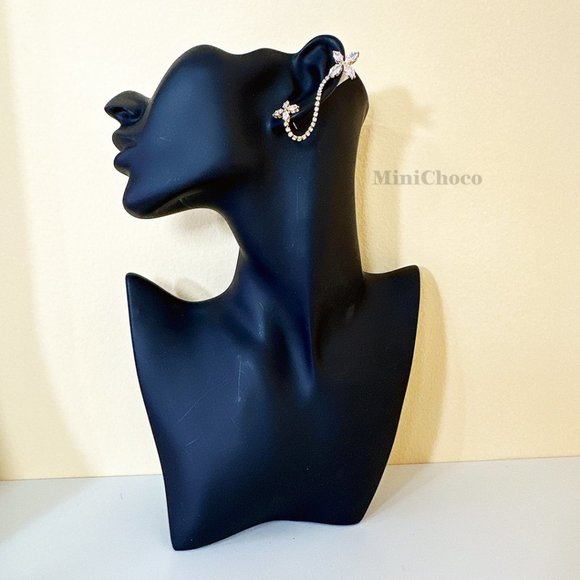 Cubic Zirconia Flower Cuff Earrings - Picture 9 of 9